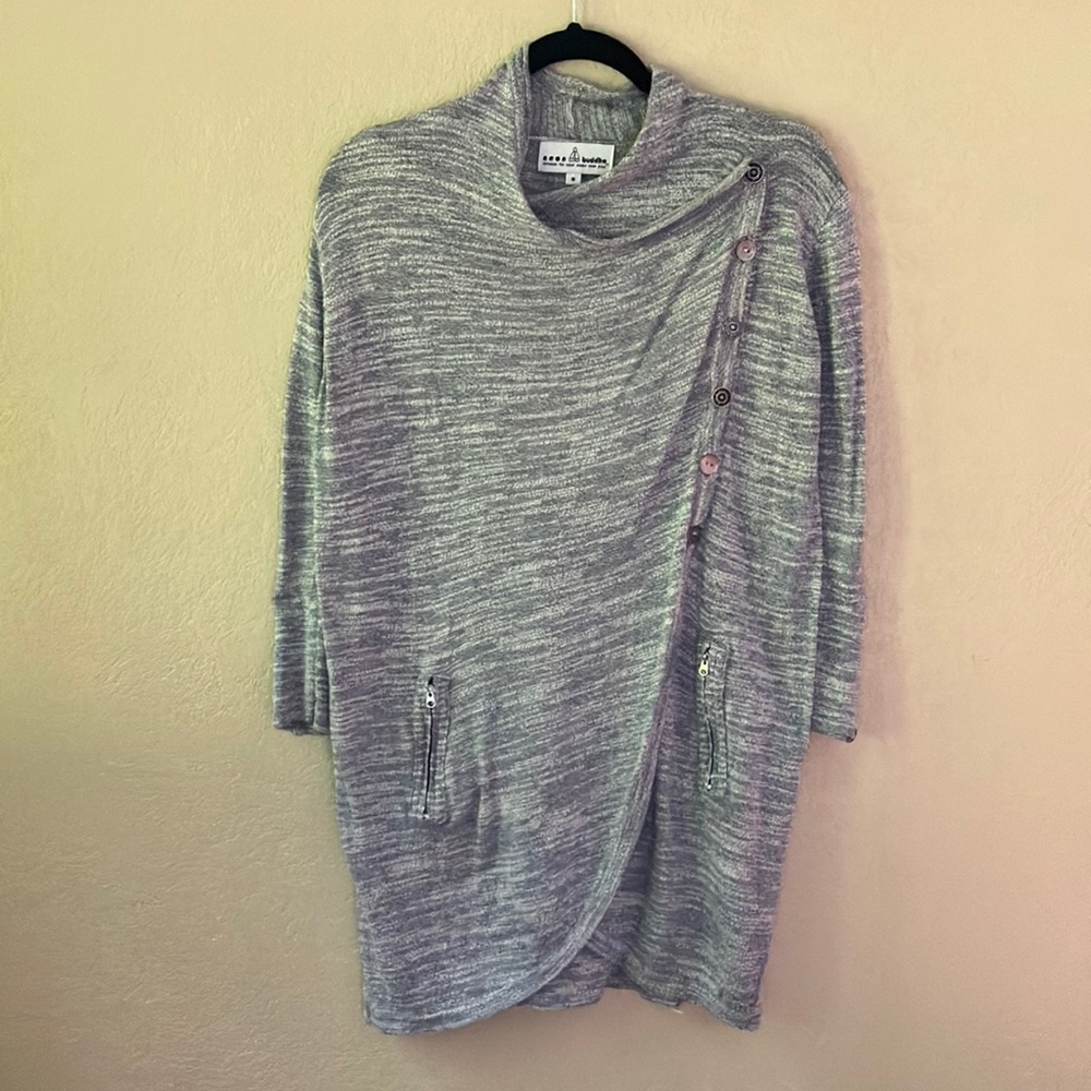 🎁2/$12  M NEON BUDDHA BLUE-GRAY WHITE COTTON BLEND TOP